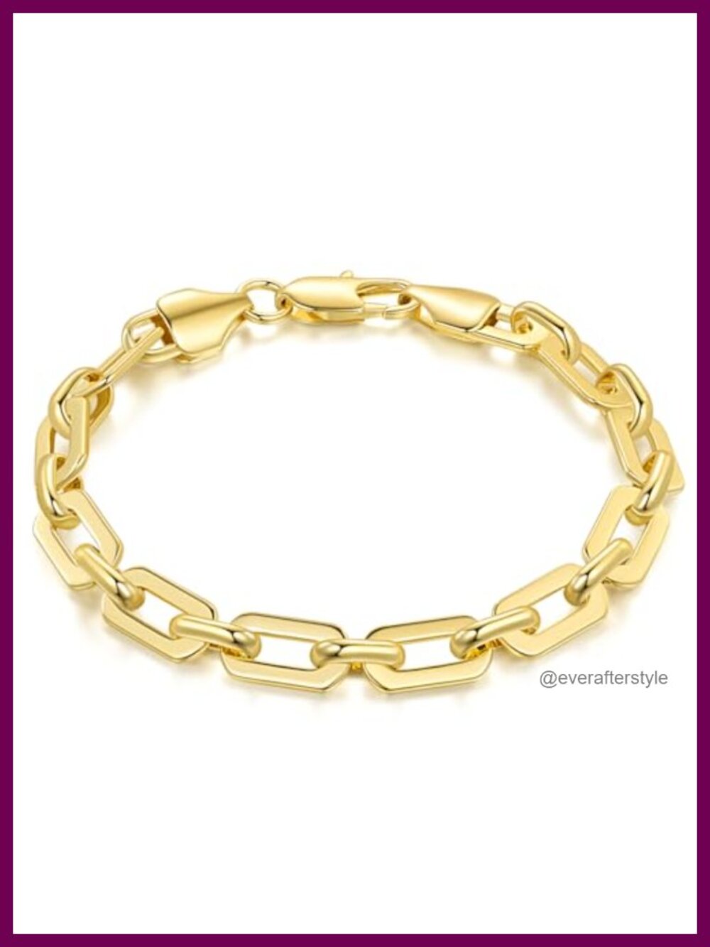 14K Gold Plated Paperclip Chain Bracelet Lobster Clasp Stackable